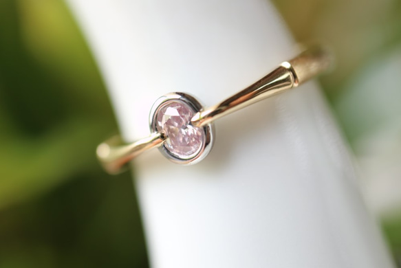 天然ピンクダイヤモンド/オーバルカット指輪 1枚目の画像