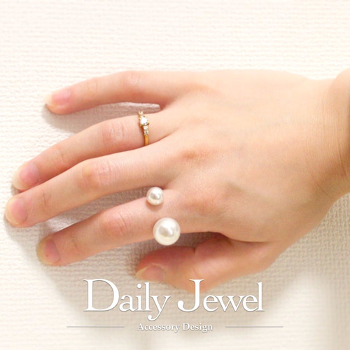 ダブルパールリング 2カラー ダブルパールリング 指輪・リング daily_jewel 通販