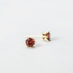 【birthstone/14kgf】誕生石ピアス 1月 garnet 5枚目の画像