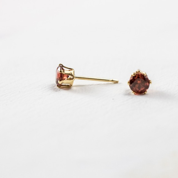 【birthstone/14kgf】誕生石ピアス 1月 garnet 2枚目の画像