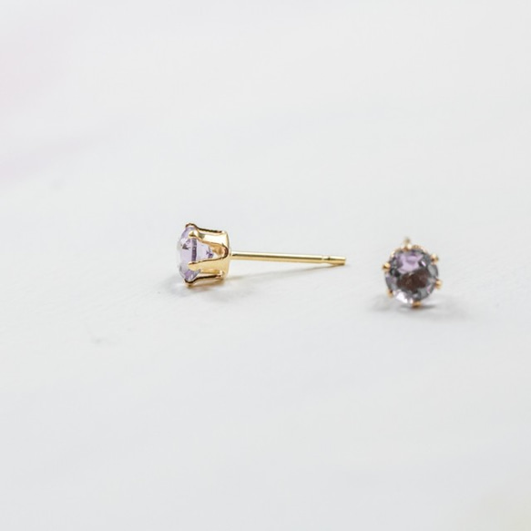 【birthstone/14kgf】誕生石ピアス 2月 amethyst 2枚目の画像