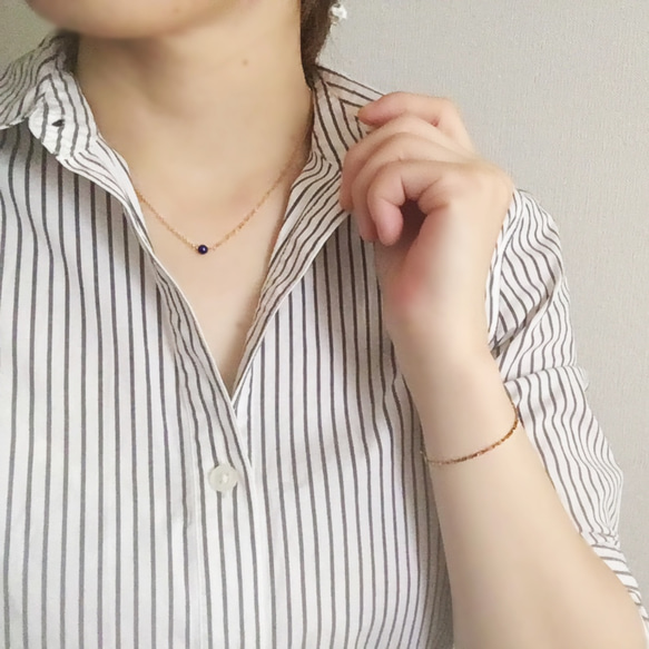 【14kgf】３月生まれのあなたへ！petit necklace round✳︎アクアマリン 4枚目の画像