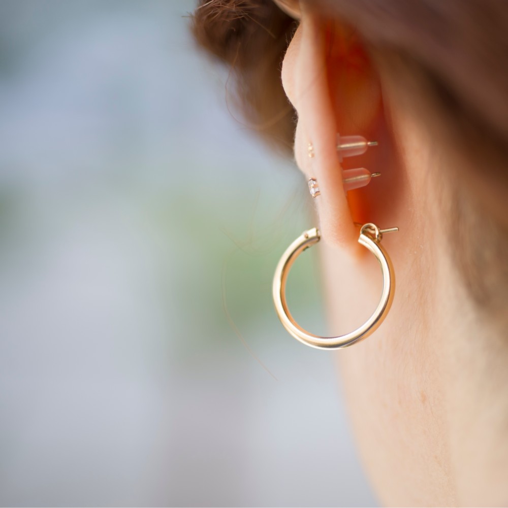 14kgf】シンプルフープピアス/ゴールド/L ピアス（フープ