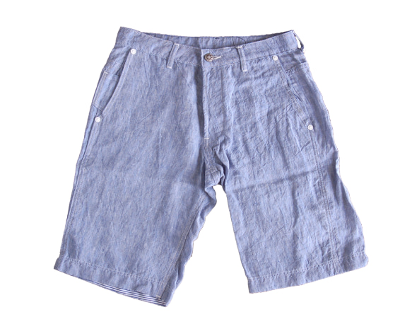 Linen shorts  -light blue-　送料無料 1枚目の画像