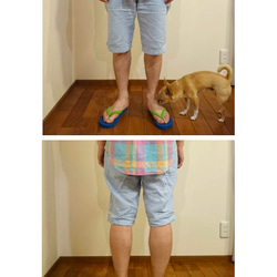 Linen shorts  -light blue-　送料無料 4枚目の画像