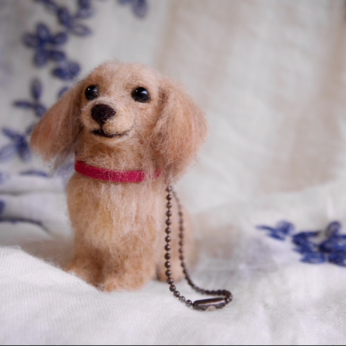 ミント】ダックス 犬 羊毛フェルト ストラップ ハンドメイド 羊毛