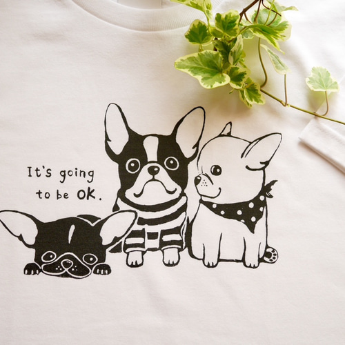 手描きフレンチブルドッグのTシャツ Tシャツ インコとワンコ 通販
