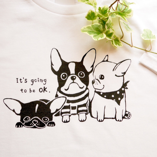 手描きフレンチブルドッグのTシャツ Tシャツ インコとワンコ 通販