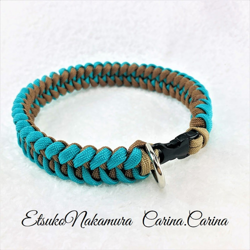 パラコードマクラメ編み犬首輪 No7大、中、小型犬用 リード