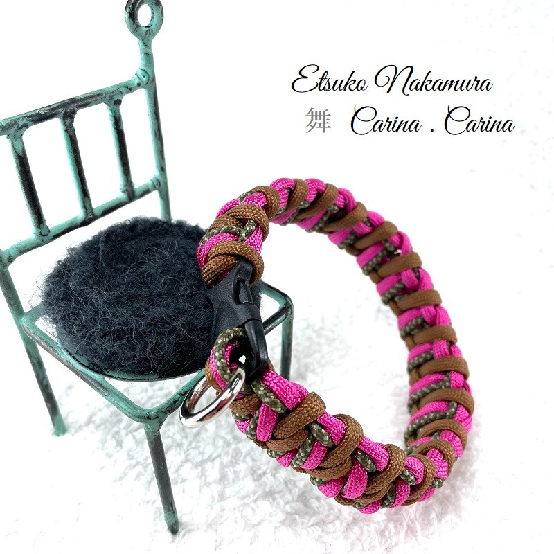 [公式]パラコードNo23中、小型犬首輪ピンクとまだら