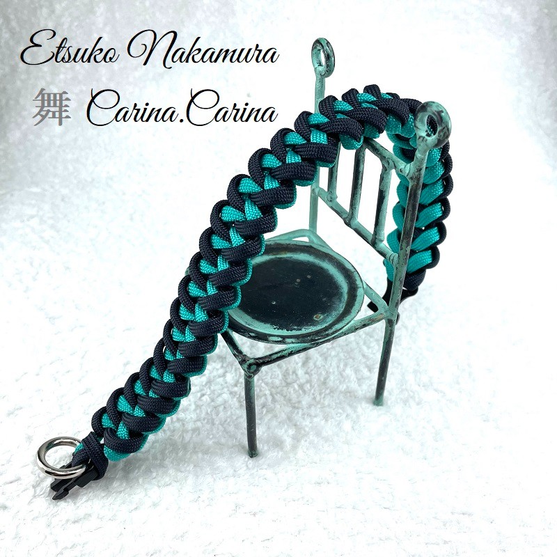 [公式]パラコード#15  中、小型犬首輪ネイビーとオーキッドブルーマクラメ編みNo29