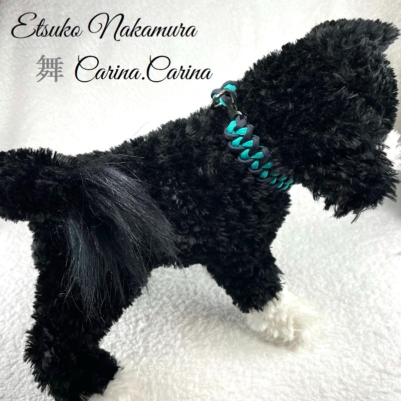 [公式]パラコード#15  中、小型犬首輪ネイビーとオーキッドブルーマクラメ編みNo29