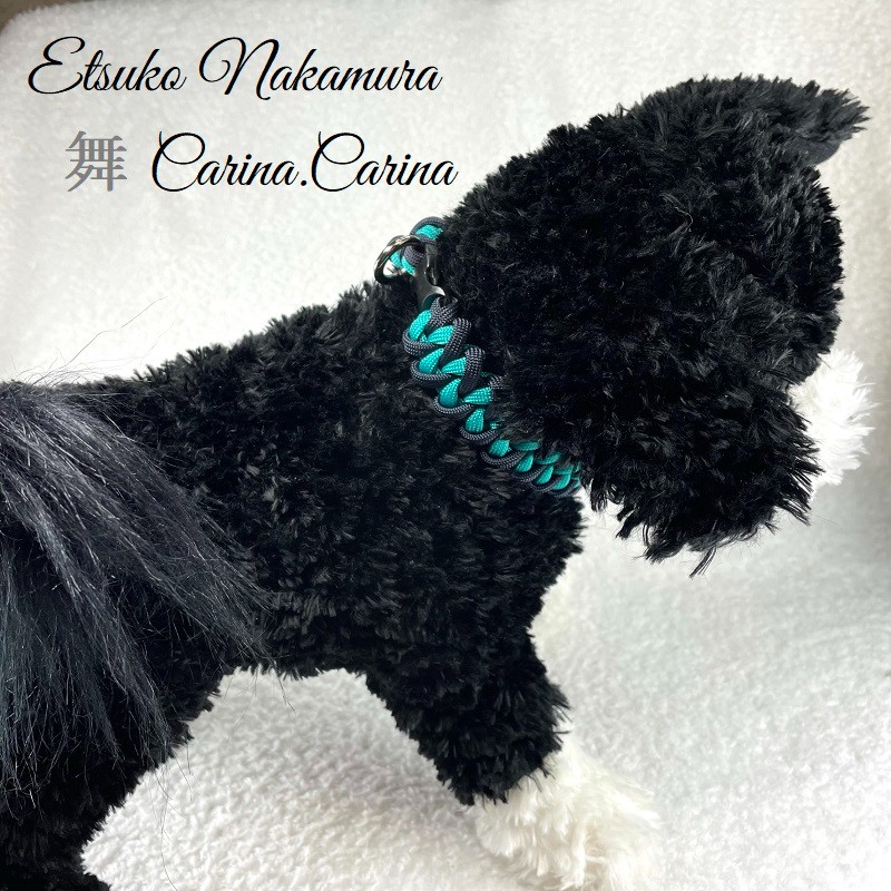 [公式]パラコード#15  中、小型犬首輪ネイビーとオーキッドブルーマクラメ編みNo29