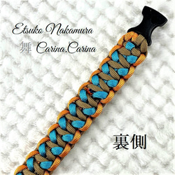 「キット]パラコード#49No70 マクラメ編みオレンジとブルーの犬猫首輪 9枚目の画像