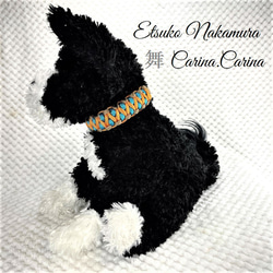 「キット]パラコード#49No70 マクラメ編みオレンジとブルーの犬猫首輪 10枚目の画像