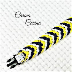 [公式]パラコード#86No112マクラメ編み黄色、白、青の大、中、小型犬用首輪 6枚目の画像