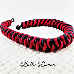 [公式]綿100％ロープでマクラメ編み50ｃｍネック＆チョーカー赤と黒 6枚目の画像