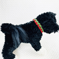 [公式]＃124　マクラメ編み赤まだらとグリーンの猫犬首輪 10枚目の画像