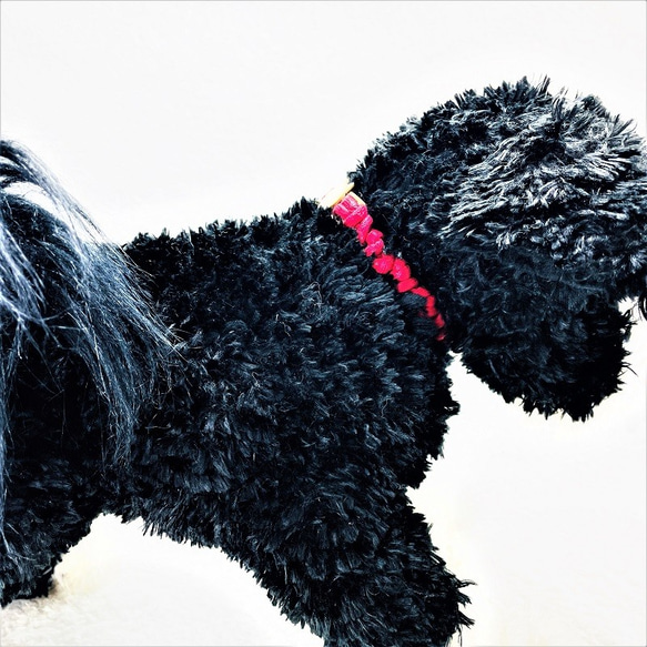 [綿ロープ]#96 情熱的な真っ赤なマクラメ編みの犬、猫用首輪 9枚目の画像