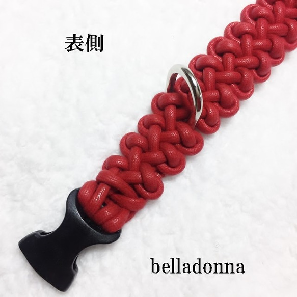赤の綿ロープマクラメ編みの首輪 6枚目の画像