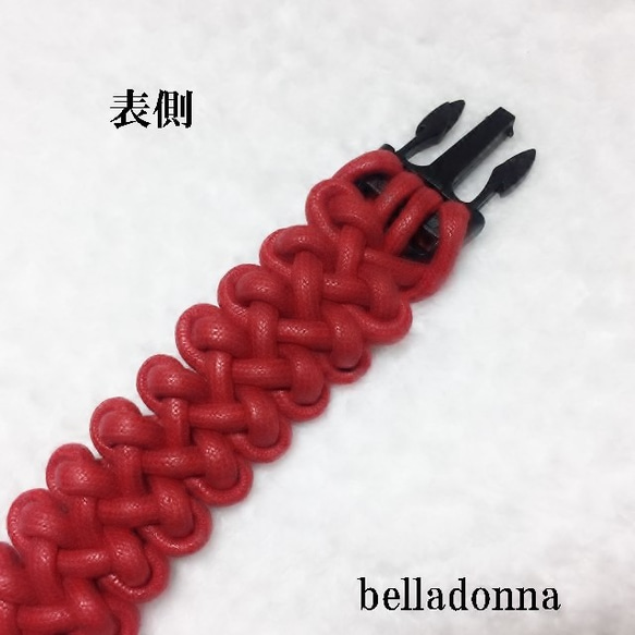 赤の綿ロープマクラメ編みの首輪 8枚目の画像