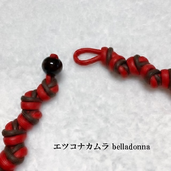 赤とブラウン綿ロープマクラメ編みネックチョーカー 6枚目の画像
