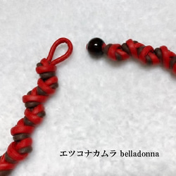 赤とブラウン綿ロープマクラメ編みネックチョーカー 7枚目の画像