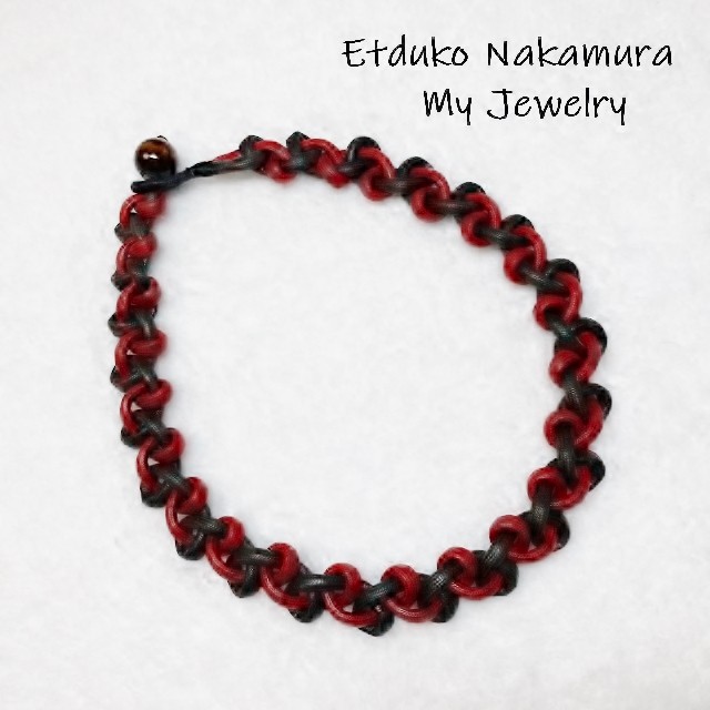 ワイン＆ブラック綿100%ロープマクラメ編みネックチョーカー