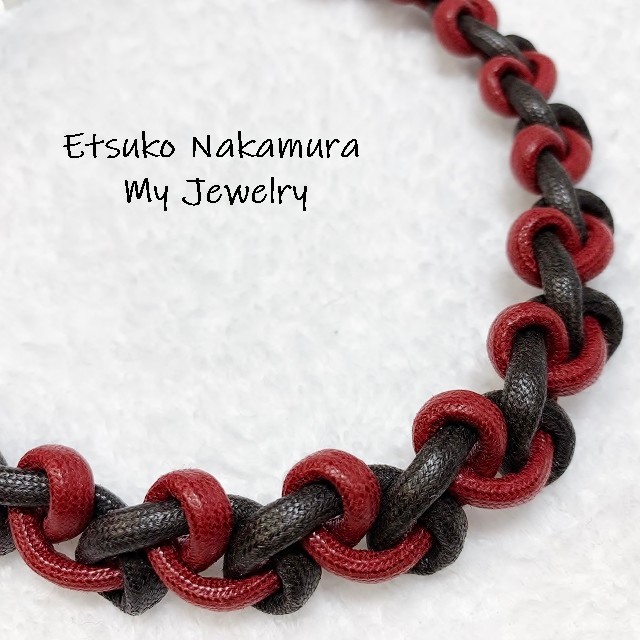 ワイン＆ブラック綿100%ロープマクラメ編みネックチョーカー