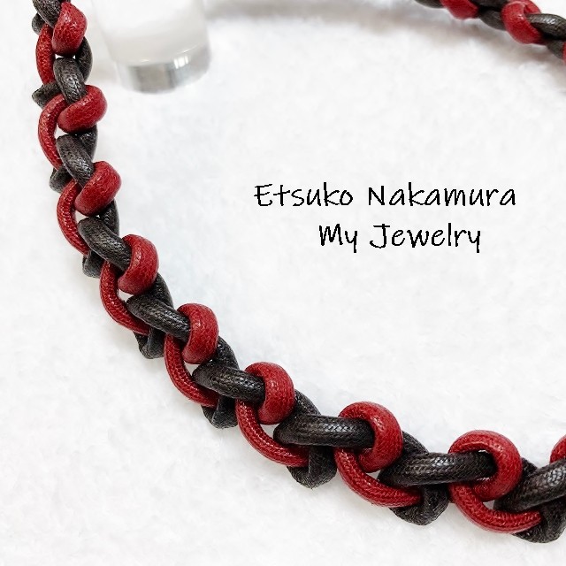 ワイン＆ブラック綿100%ロープマクラメ編みネックチョーカー