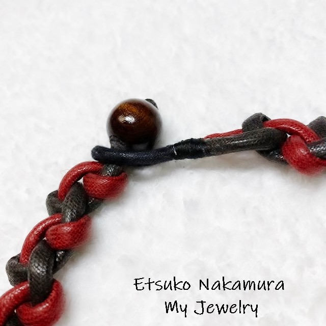 ワイン＆ブラック綿100%ロープマクラメ編みネックチョーカー