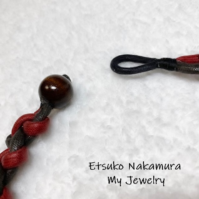 ワイン＆ブラック綿100%ロープマクラメ編みネックチョーカー