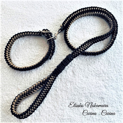パラコードマクラメ編みNo3大、中型犬リード＆首輪セット　 1枚目の画像