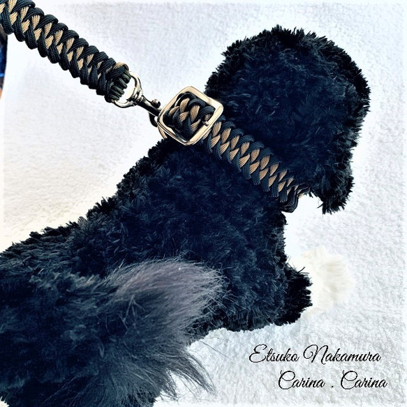 パラコードマクラメ編みNo3大、中型犬リード＆首輪セット　 2枚目の画像