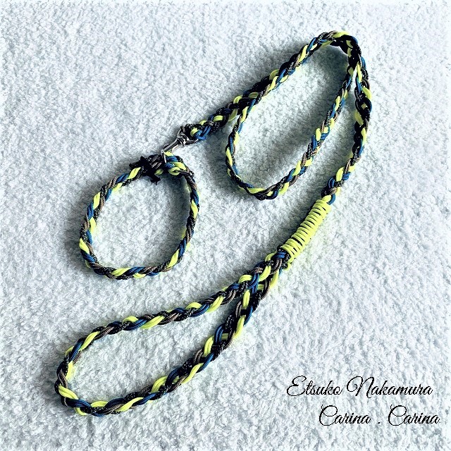 パラコードマクラメ編みNo.7 小型犬リード＆首輪セット 8,316円