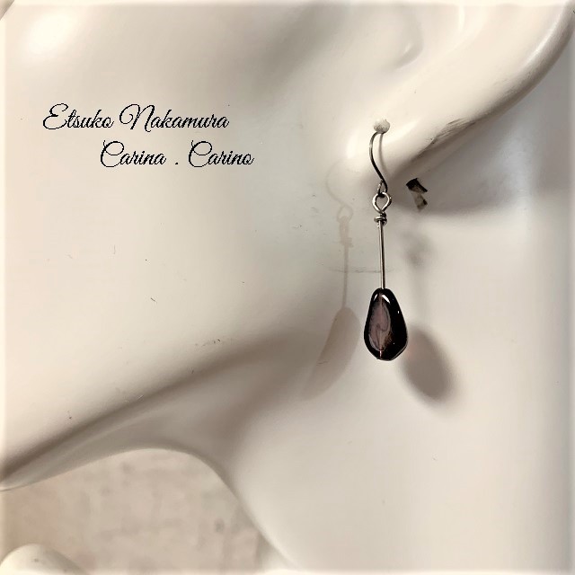 変形ガーネットロングピアス・イヤリング