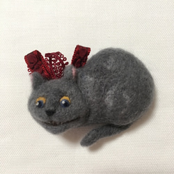 【送料無料】チェシャ猫のブローチ（ミニ額縁付き）♡不思議の国のアリス 2枚目の画像