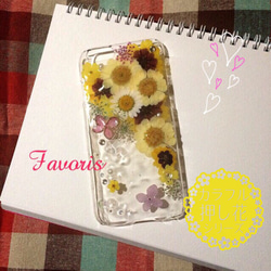 押し花iPhoneケース｜お花と蝶｜iPhone6s（0044） 1枚目の画像