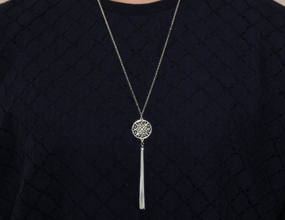 タッセルネックレス、Tassel necklace, ロングネックレス　送料無料 2枚目の画像
