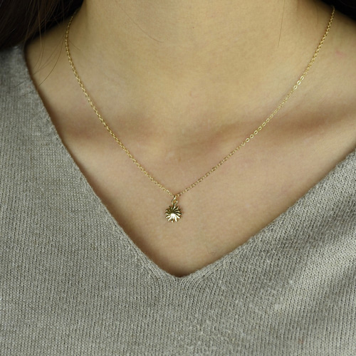 ゴールド ネックレス クリスタルチャーム ゴールドネックレス 14金ゴールドネックレス 太陽チャーム