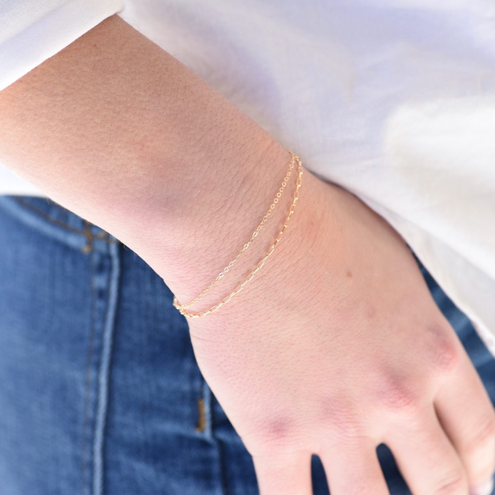 ダブルチェーンゴールドブレスレット　シンプルブレスレット