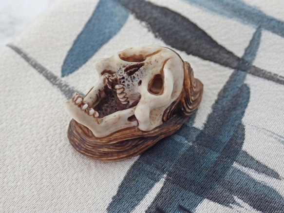髑髏作家服部【般若髑髏箸置き】髑髏 骷髅 骸骨 頭蓋骨 スカル skull netsuke memento mori 2枚目の画像