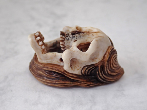 髑髏作家服部【般若髑髏箸置き】髑髏 骷髅 骸骨 頭蓋骨 スカル skull netsuke memento mori 4枚目の画像