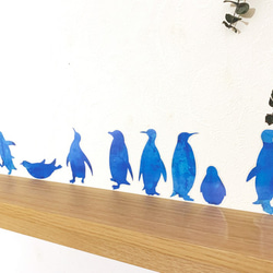 ペンギンの群れ【水彩】　ウォールステッカー/ウォールデコ【送料無料】 2枚目の画像