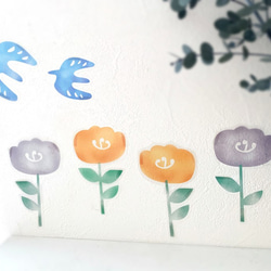 トリとハナ【北欧】　ウォールステッカー/ウォールデコ【送料無料】 2枚目の画像