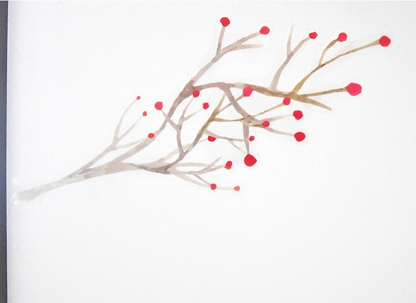 枝と赤い実　ウォールステッカー/ウォールデコ【送料無料】 2枚目の画像