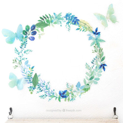 花リースとウォールデコ蝶々 花リースとウォールデコ蝶々