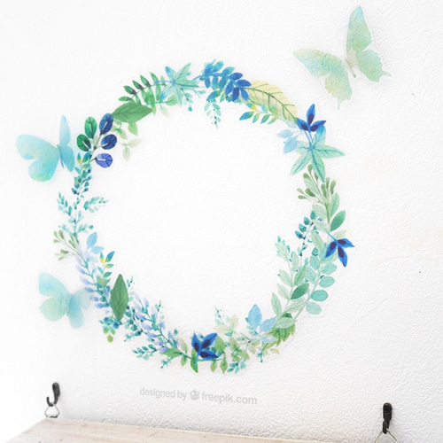 花リースとウォールデコ蝶々 花リースとウォールデコ蝶々