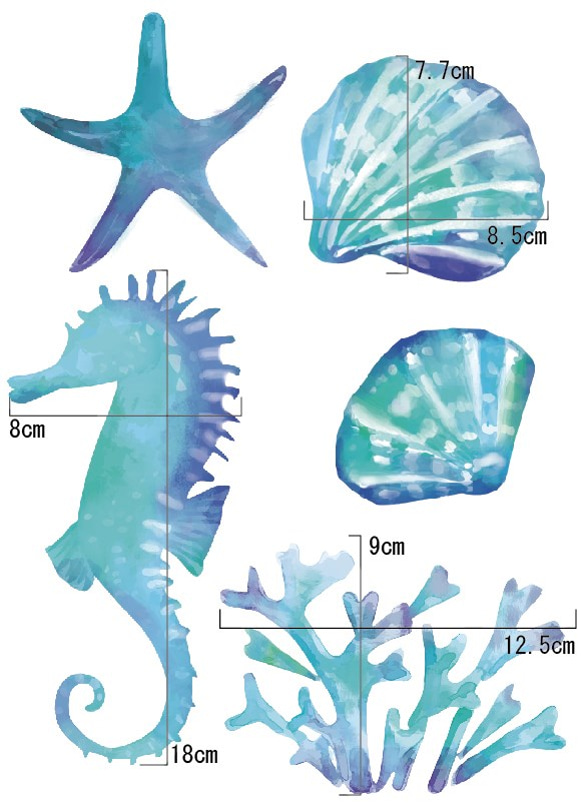 海のいきもの【L-size】ウォールステッカー/ウォールデコ【送料無料】 3枚目の画像