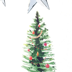 クリスマスツリー【水彩】Lサイズ　ウォールステッカー/ウォールデコ【送料無料】 1枚目の画像